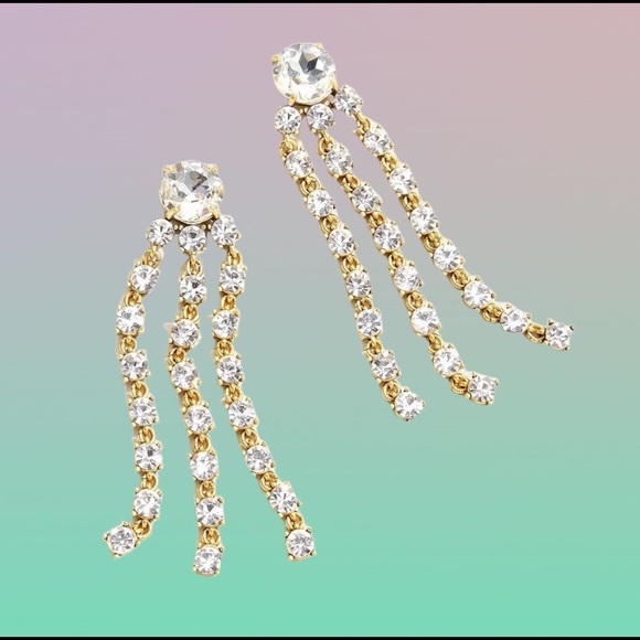 SOLD J.Crew Crystal Fringe Statement Earrings - Picture 3 of 9